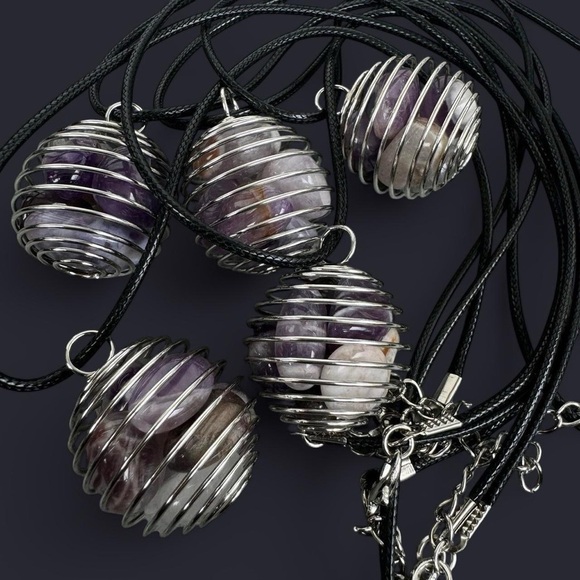Amethyst Caged Pendant Necklace - Picture 2 of 5